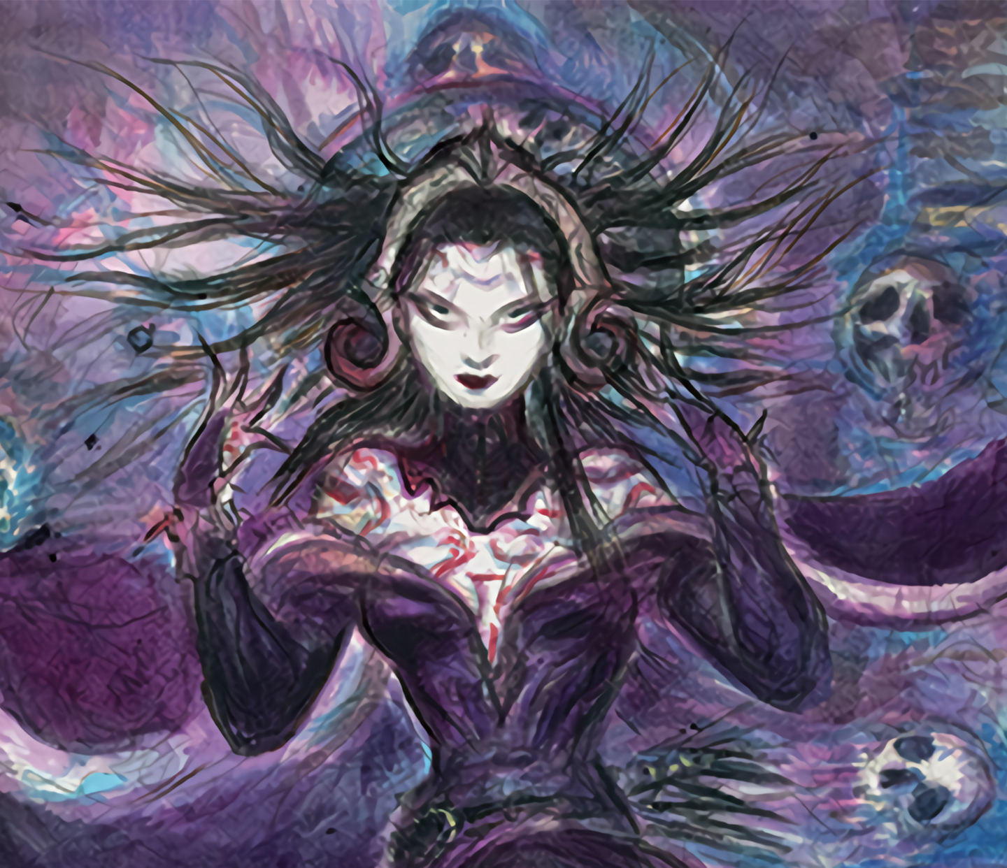 The Magic: The Gathering card 'Liliana, Dreadhorde General' by Yoshitaka Amano