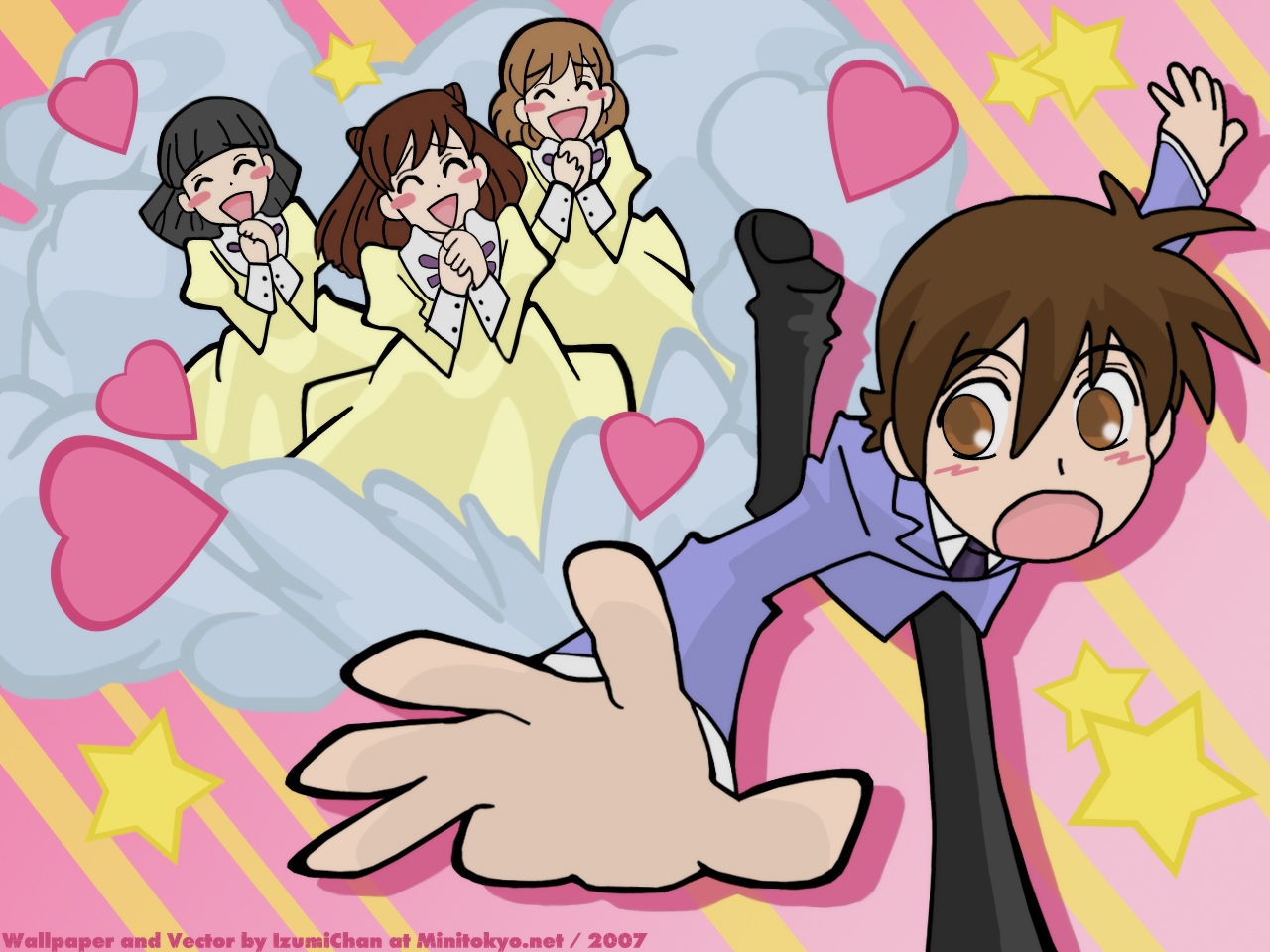 Haruhi Fujioka from Ouran High School Host Club being chased by girls